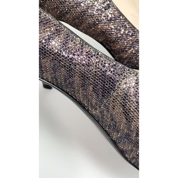 Guess Womens Glitter Peep Toe Metallic Animal Print Stiletto Heels Size 9M - Picture 10 of 13